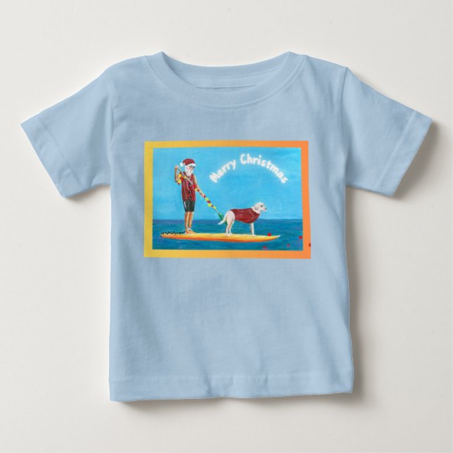 Baby Toddler vivid print Christmas t shirt blue (Front)