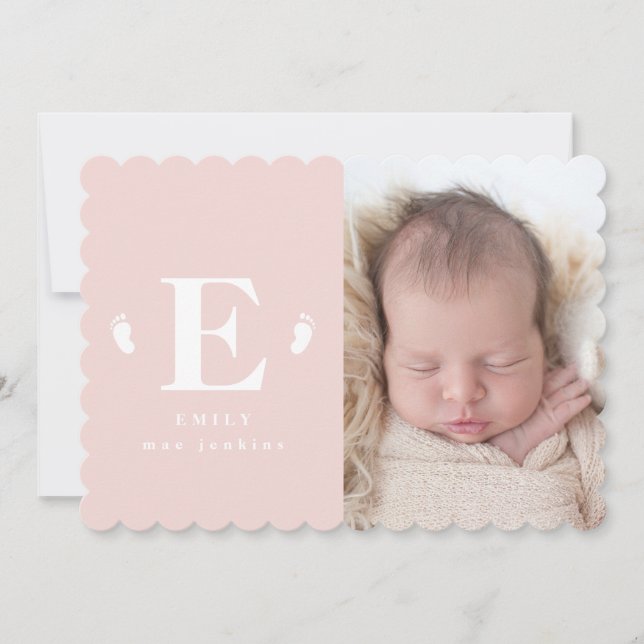 Baby toes initial birth announcement (Front)