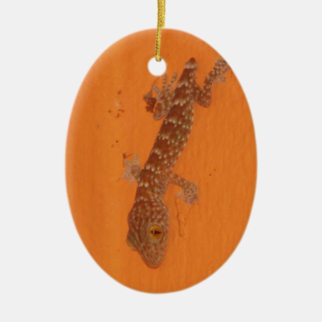 Baby Tokay Gecko Ceramic Ornament (Front)