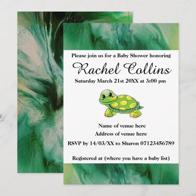 Baby Tortoise Baby Shower Invitation (Front/Back)