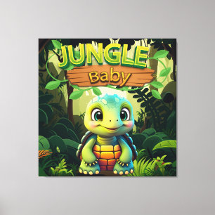 Baby Tortoise, Cute Box Turtle Animal Character 🐢 Canvas Print