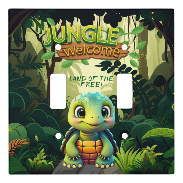 Baby Tortoise, Welcome Turtle Animal Character 🐢 Light Switch Cover (Front)