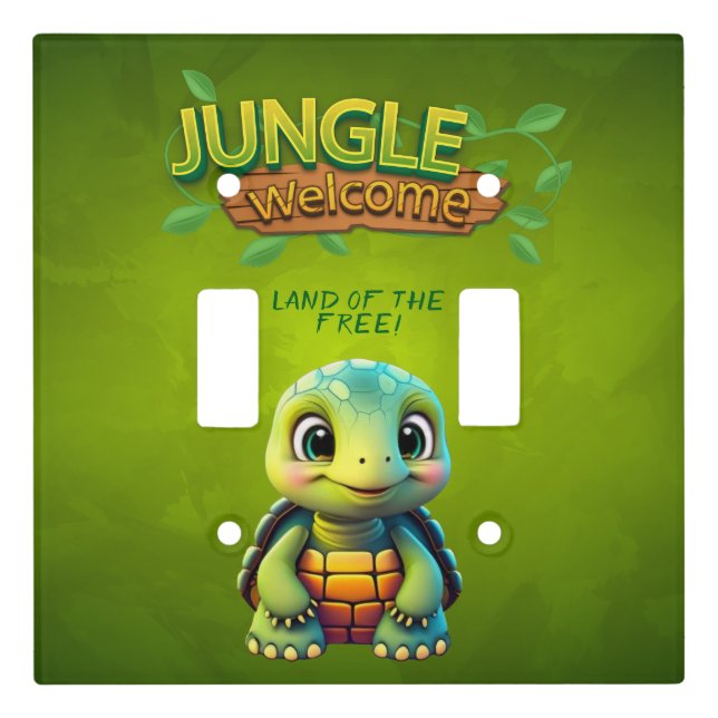 Baby Tortoise, Welcome Turtle Animal Character 🐢 Light Switch Cover (Front)