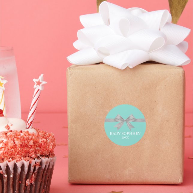 BABY Touch Of Silver Sprinkle Shower Classic Round Sticker (Party)