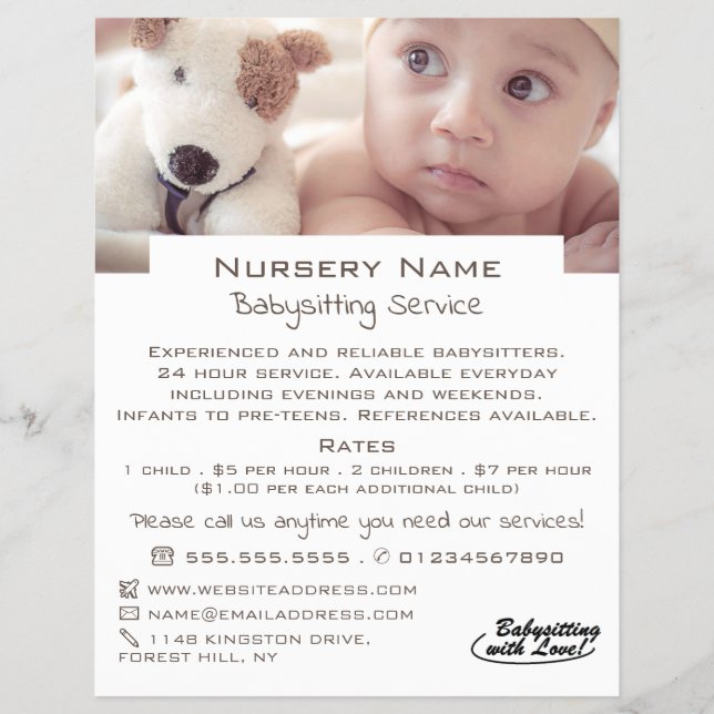 Baby & Toy Dog Babysitter, Daycare, Nursery Advert Flyer (Front)