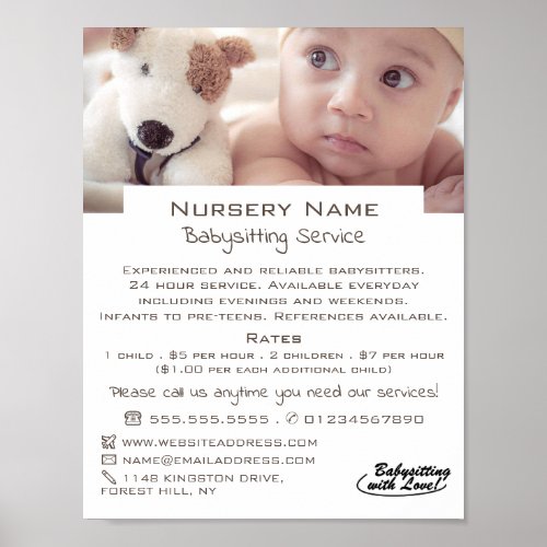 Baby  Toy Dog Babysitter Daycare Nursery Advert Poster