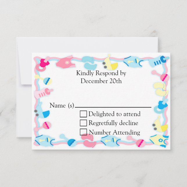 Baby Toys Baby Shower RSVP Card (Front)