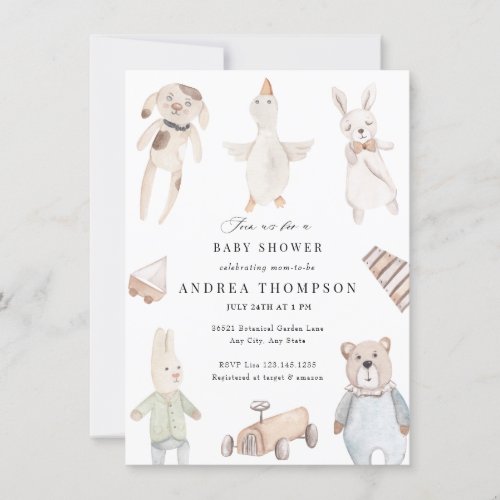 Baby Toys  Vintage Baby Shower Invitation