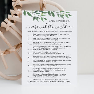 Baby Traditions game Baby Shower party Card