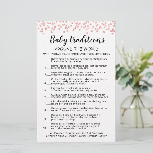 Baby Traditions game Baby Shower party game  (Standing Front)
