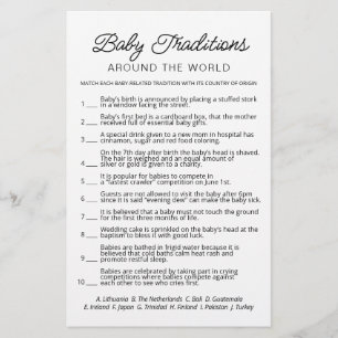 Baby Traditions game Baby Shower party game