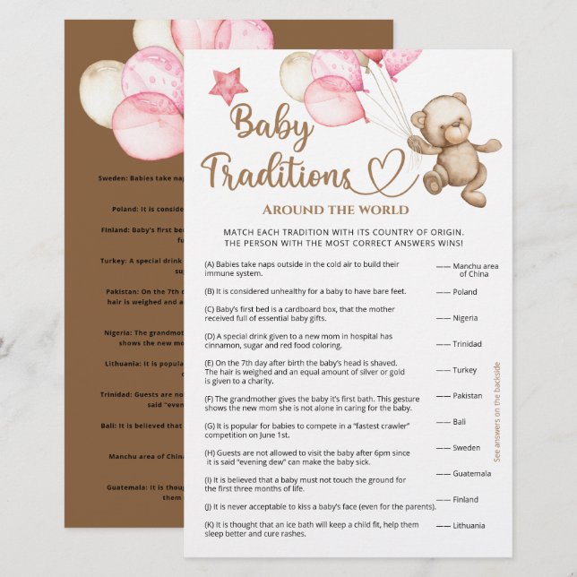 Baby traditions teddy bear baby shower (Front/Back)