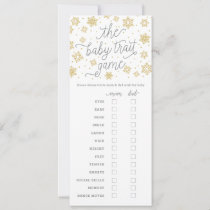 Baby Trait Gold Snowflake Baby Shower Game Card