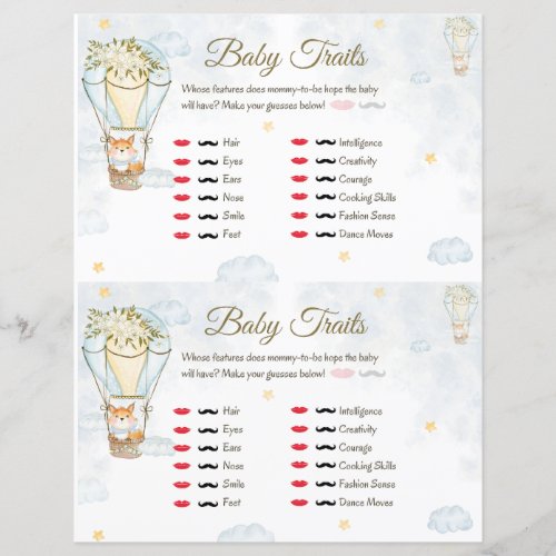 Baby Traits Baby Shower Game