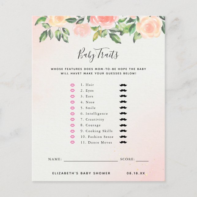 Baby Traits | Baby Shower Game (Front)