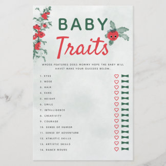 Baby Traits Baby Shower Game Rustic Tomato Vine Flyer