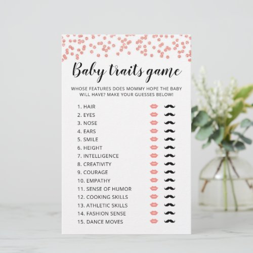 Baby traits game Baby Shower party Game card