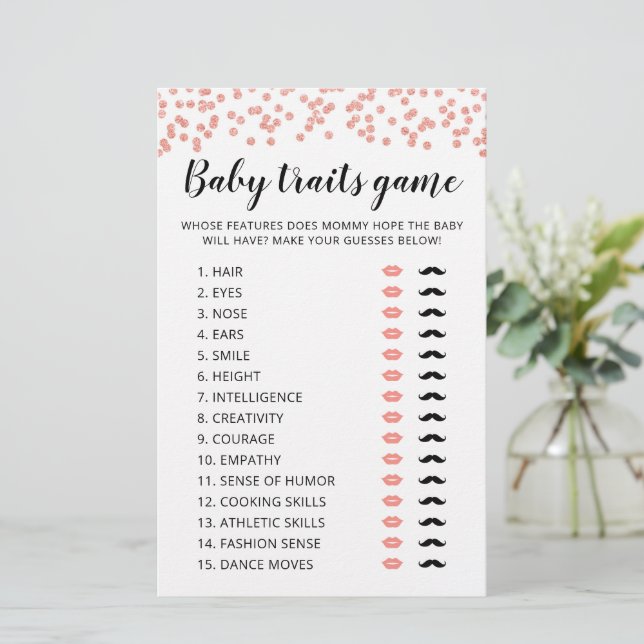 Baby traits game Baby Shower party Game card (Standing Front)