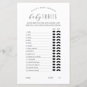 Baby Traits Game, Minimalist Baby Shower Games