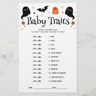  Baby Traits Halloween Baby Shower Game
