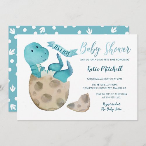Baby TRex Hatching Dinosaur Egg Boy Baby Shower Invitation