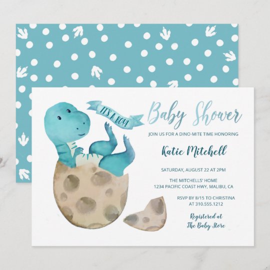 Baby TRex Hatching Dinosaur Egg Boy Baby Shower Invitation