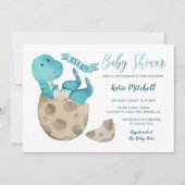 Baby TRex Hatching Dinosaur Egg Boy Baby Shower Invitation (Front)