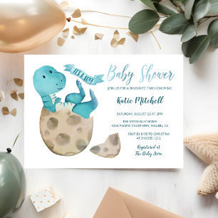Baby TRex Hatching Dinosaur Egg Boy Baby Shower Invitation