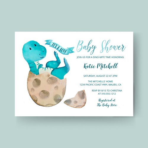 Baby TRex Hatching Dinosaur Egg Boy Baby Shower Invitation