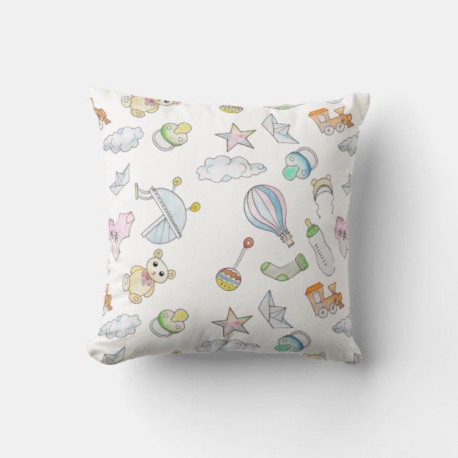 Baby Trinkets Throw Pillow (Front)