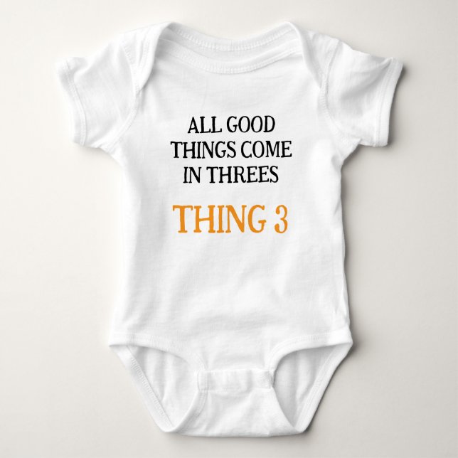 Baby Triplets, Funny Triplets Gift Idea, Neutral  Baby Bodysuit (Front)