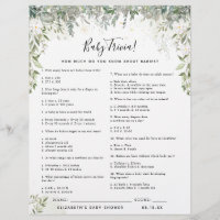 Baby Trivia | Baby Shower Game