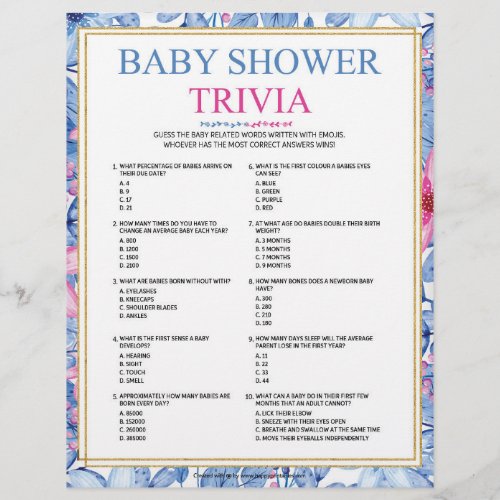 Baby Trivia Floral Watercolors Letterhead