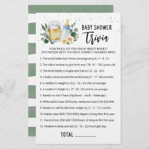 Baby Trivia Game Greenery Baby Is Brewing party