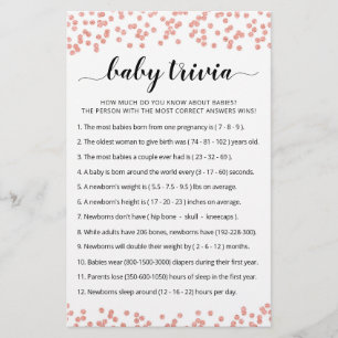 Baby Trivia Game with Answers Baby Shower party
