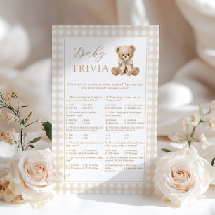 Baby Trivia Teddy Bear Gingham Baby shower game