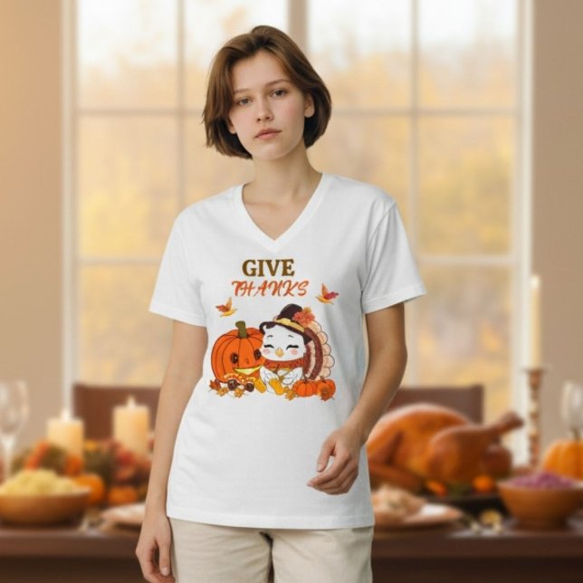 Baby Turkey And Pumpkin Celebrating Thanksgiving  T-Shirt (Creator Uploaded)