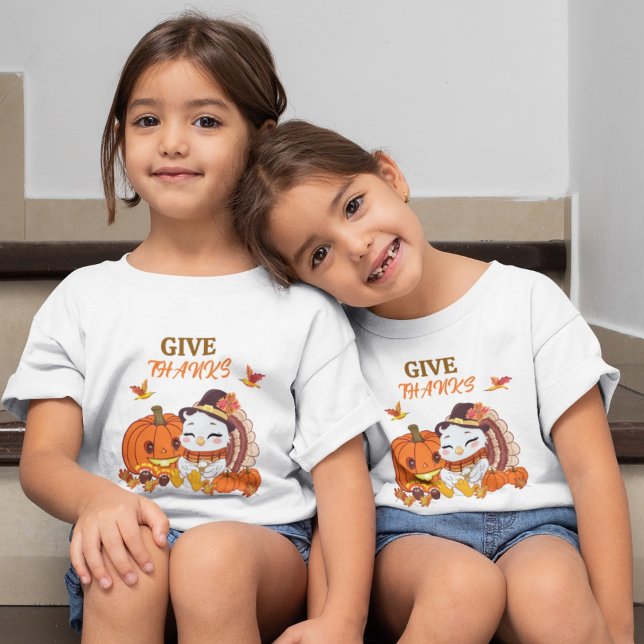 Baby Turkey And Pumpkin Celebrating Thanksgiving  T-Shirt (Creator Uploaded)