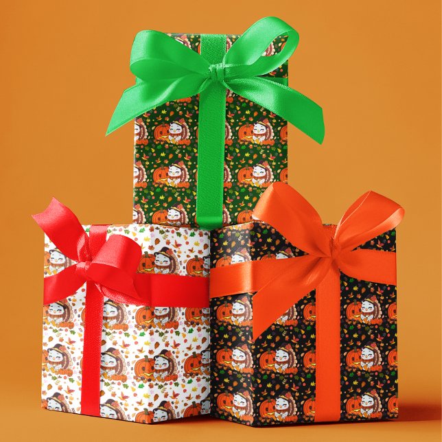 Baby Turkey And Pumpkin Celebrating Thanksgiving  Wrapping Paper Sheets (Creator Uploaded)