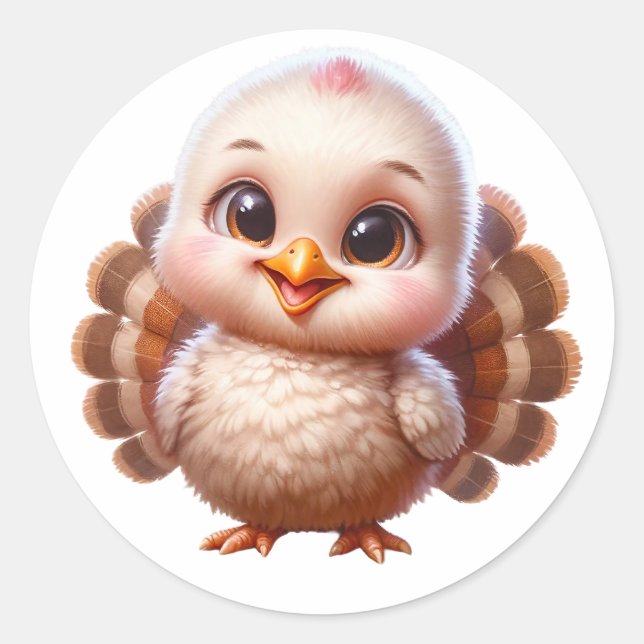 baby turkey classic round sticker (Front)