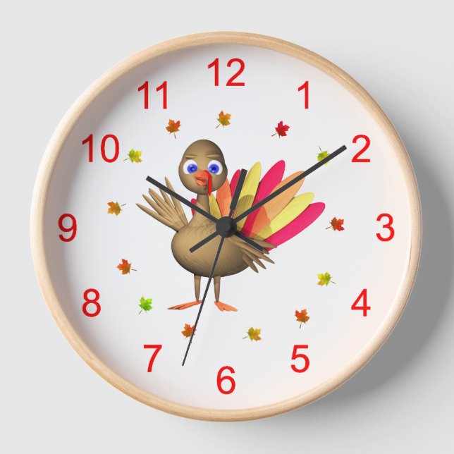 Baby Turkey Thanksgiving  Wall Clock (Front)