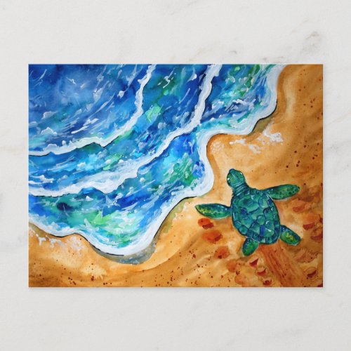 Baby Turtle at the Beach Postcard