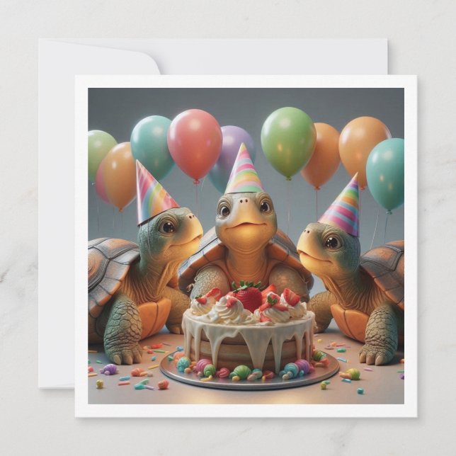 Baby Turtle card, Turtle birthday, Turtle  Invitation (Front)