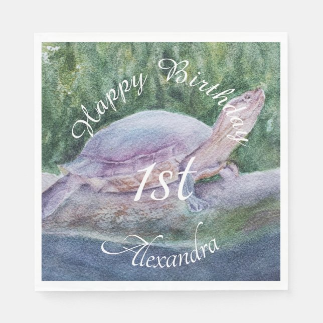 Baby Turtle Happy Brthday Napkins (Front)
