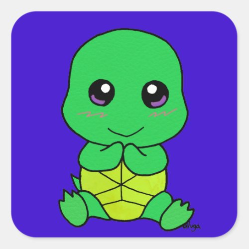 Baby turtle square sticker