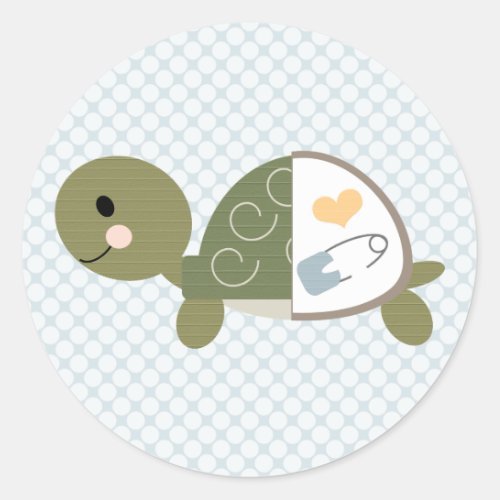 Baby Turtle Stickers Labels Blue Diaper Pin