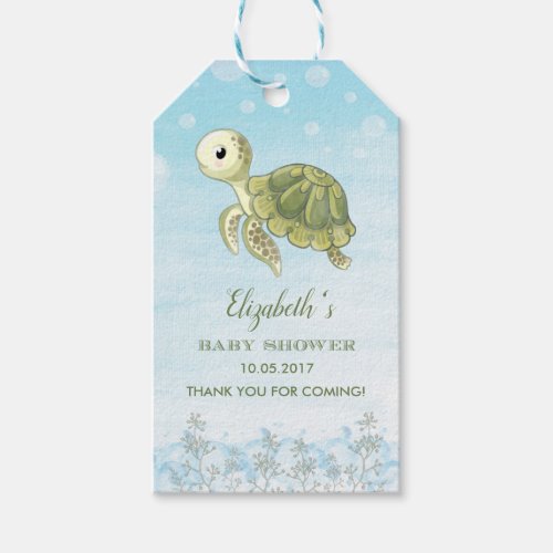 Baby Turtle Under the Sea Shower Favor Gift Tag