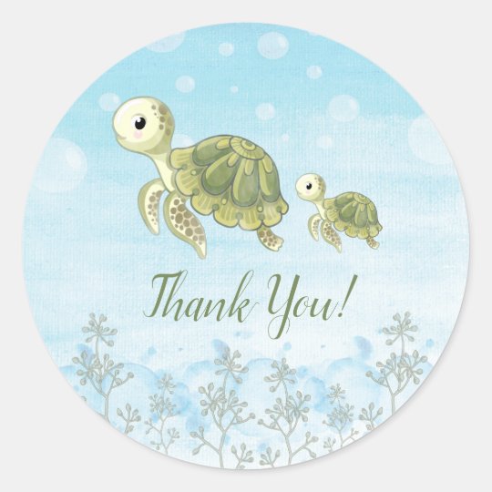 Baby Turtle Under The Sea Thank You Sticker Favors Zazzle Com