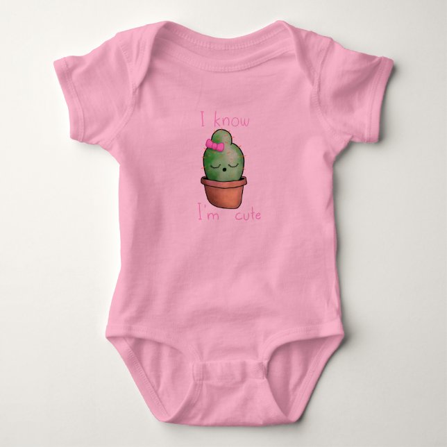 Baby Tutu Bodysuit, Pink cute cactus Baby Bodysuit (Front)