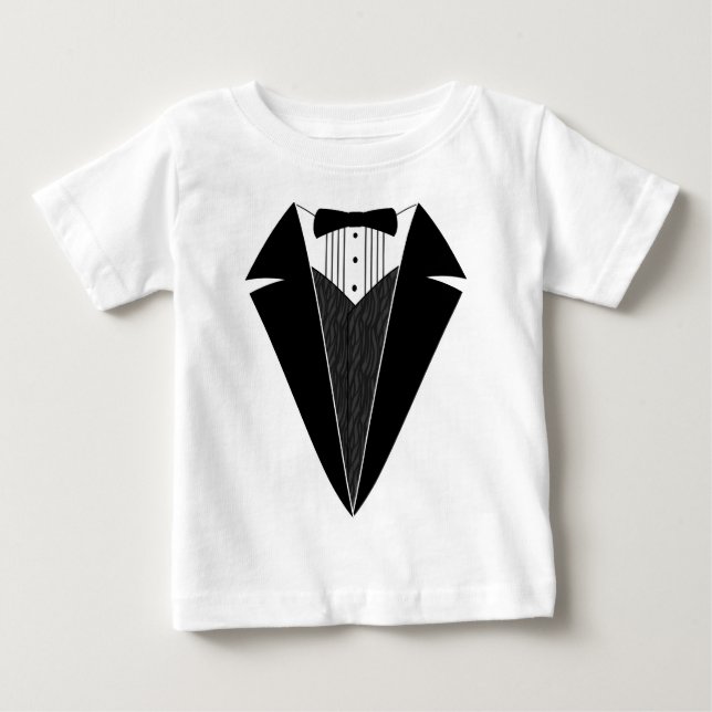 Baby Tuxedo, Black + White Baby T-Shirt (Front)